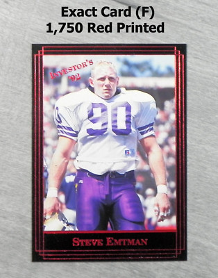 Steve Emtman 1992 Red Investor's Journal Card #88 _ Exact Card (F)