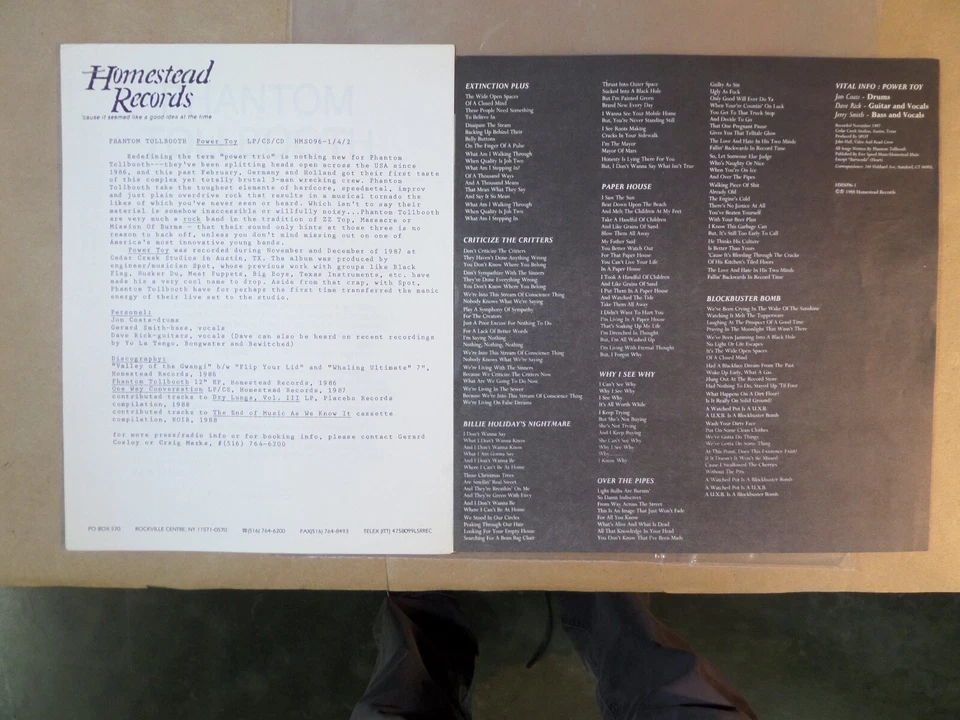 Phantom Tollbooth – Power Toy LP 1988 1st press + promo inserts - Image 3 of 4