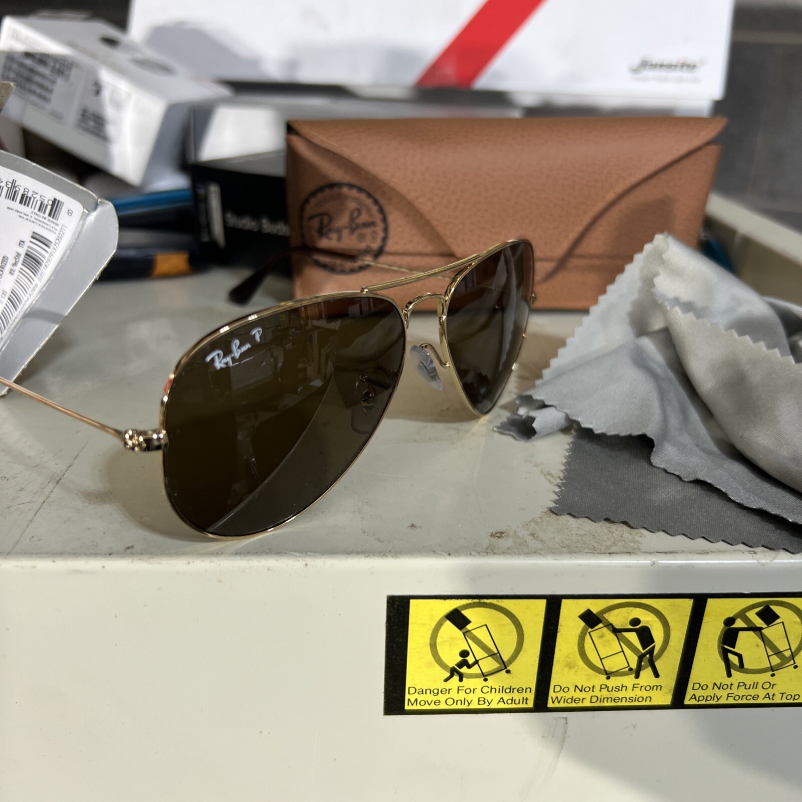 RayBan Aviator Sunglasses Classic Lg Polarized Gold Polished Gunmetal ORB3025-image