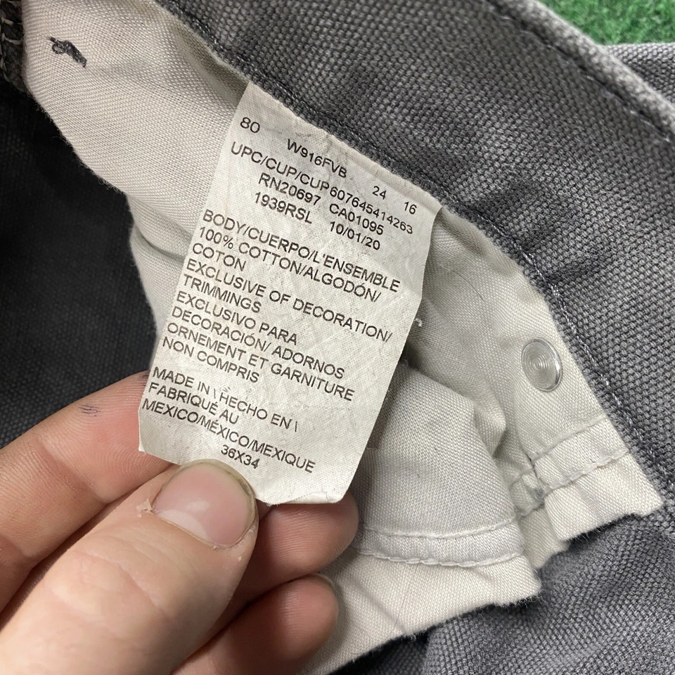 Vintage Dickies Carpenter Pants Mens 36 Gray Canvas Utility FITS 36x33 - Image 4 of 4