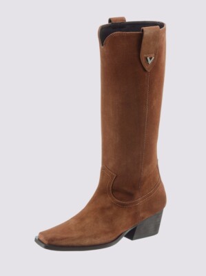 HEINE Damen Leder Stiefel Cowboy-Absatz ''cognac'' Gr. 38 UVP:189  8.7548