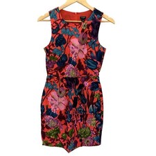 J. Crew Women's Pink Floral Watercolor Sleeveless Cotton Knee Length Dress 0
