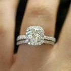 Round Cut 2Ct Real Moissanite Engagement Women's Ring 14k White Gold Plated — photo 2
