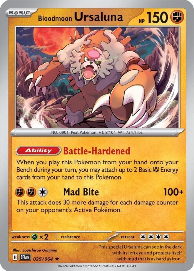Bloodmoon Ursaluna 025/064 - Pokemon TCG Shrouded Fable (2024) - LP - Holo Rare