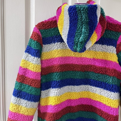 Mini Boden Rainbow Striped Cosy Reversible Fleece Hoodie Jacket Girls Size 11-12 - Picture 15 of 24