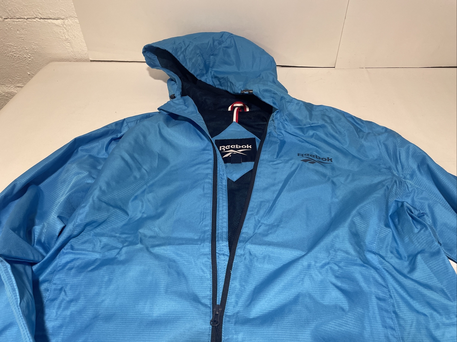 Reebok Jacket Windbreaker Men's Blue Outerwear Full Zip Hooded Golf New Large thumbnail 2