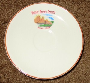 OLD VINTAGE SOUVENIR SCENIC BROWN COUNTY NASHVILLE INDIANA SAUCER