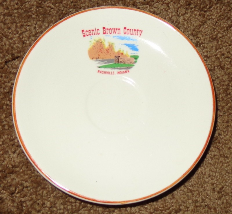 OLD VINTAGE SOUVENIR SCENIC BROWN COUNTY NASHVILLE INDIANA SAUCER