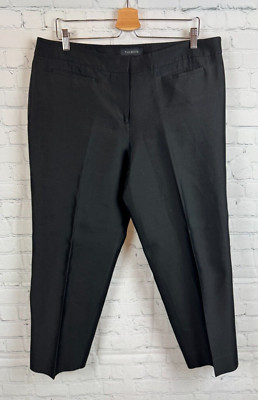 TALBOTS Signature black silk cotton cropped capri pants size 16