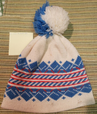 Vintage Virgin Wool Winter Hat Beanie Vintage Wool Knit Beanie: Patterned Ski Hat, Unisex Winter  main image 4