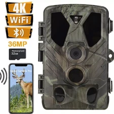 36MP WiFi &Bluetooth Trail Camera 4K Wildlife Hunting Game Cam Night Vision+32GB