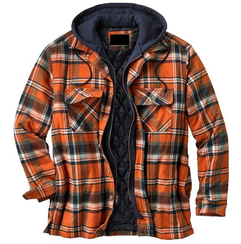 Men Plaid Work Jacket Lumberjack Hooded Flannel Shirt Sherpa Warm Hoodie New - Picture 23 of 76
