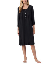 Nwt 70 Eileen West BLACK Modal/Spandex Long Sleeve 40" Long Waltz Nightgown M