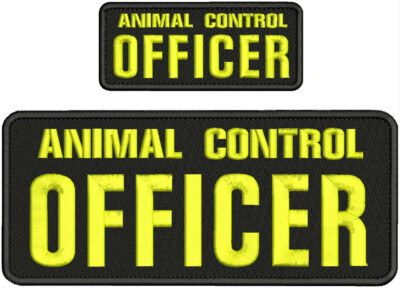 ANIMAL CONTROL OFFICER EMBROIDERY PATCH 4X10 & 2X5 HOOK ON BACK BLACK/YELLOW
