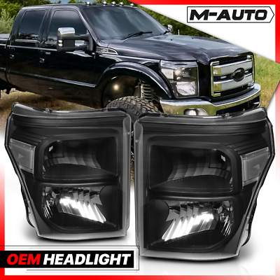 #ad LR Black Replacement Headlight for 11 16 Ford F250 F350 F450 F550 Super Duty $129.79