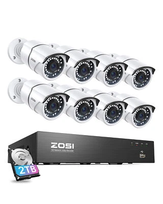 ZOSI 8CH H.265+ 5MP PoE Kit Caméra Surveillance avec 8X Caméra PoE Extérieur