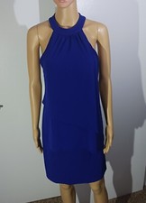 Vince Camuto Dress Women's Small Blue Layered Sleeveless Halter Midi New