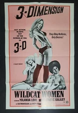 Wildcat Women Black Lolita Yolanda Love 3-D Sexploitation 1974 Sheet Poster Vtg