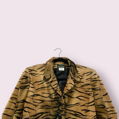 Harve Bernard Faux Fur Jacket Women Size 8 Petite Animal Print - Picture 6 of 21