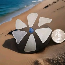 GENUINE PURE BEACH Sea GLASS White SURF TUMBLED OCEAN Mykonos Greece Lot Of 7