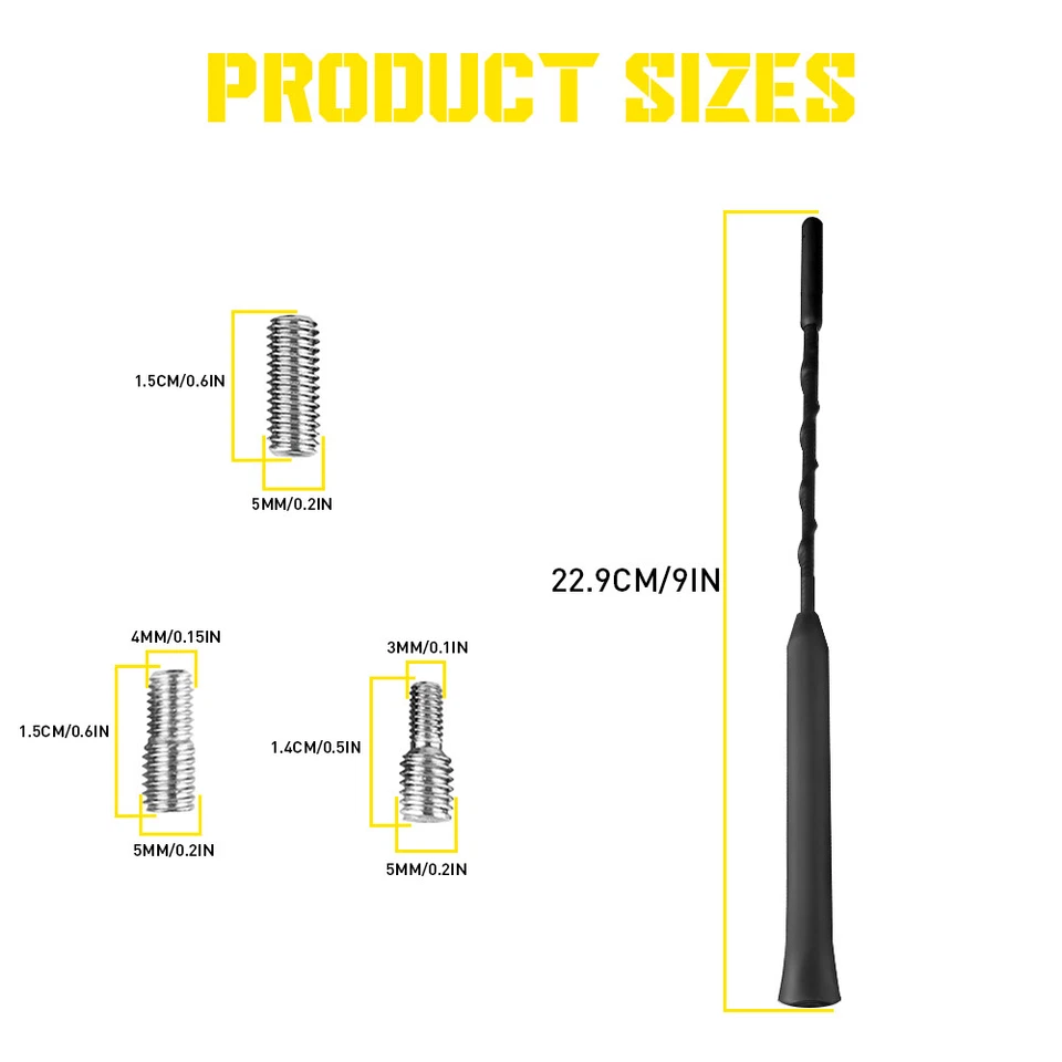 Mástil de antena de aluminio negro corto de 9" AM/FM para TOYOTA TACOMA 1995-2016 envío gratuito Foto 3 de 4