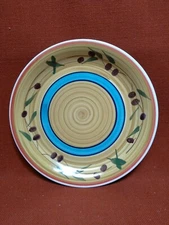 Royal Norfolk Tuscan Olive 10.75" Round Dinner Plate Olive Design Blue Strip NWT
