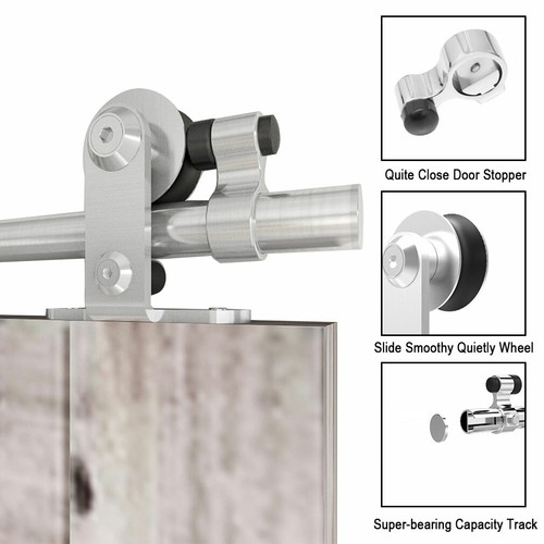 Sliding Barn Door Hardware Kit Stainless Steel Rail with Adjustable Floor Guide, - Picture 225 of 276