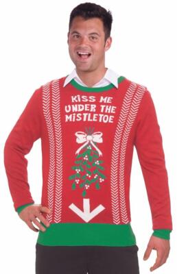 Kiss Me Under Mistletoe Sweater Christmas Funny Ugly Fancy