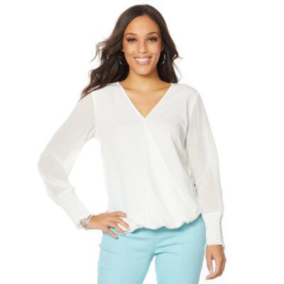 DG2 Diane Gilman Drape V-Neck Top Sheer - More Colors 648383 -