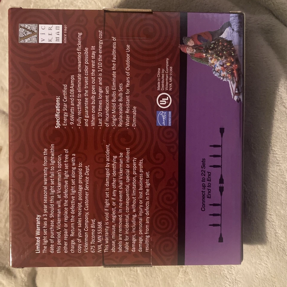 VICKERMAN 100 LED CHRISTMAS/PARTY LIGHTS 33' LENGTH 4" BULB SPACE BLUE - Image 2 of 4