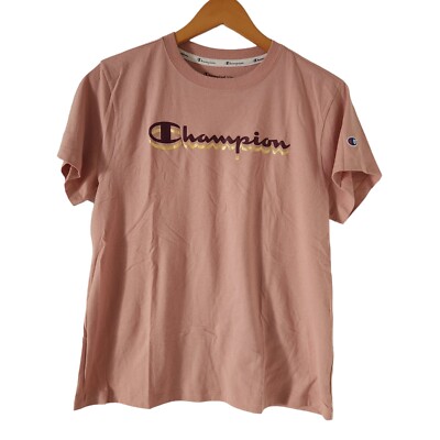 Champion Women Short Sleeve T Shirt Pink Regular Fit Size M