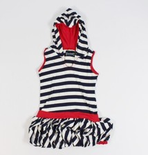 New Girls Navy White Horizontal Stripes Red Hooded Bubble Dress Made in USA 5