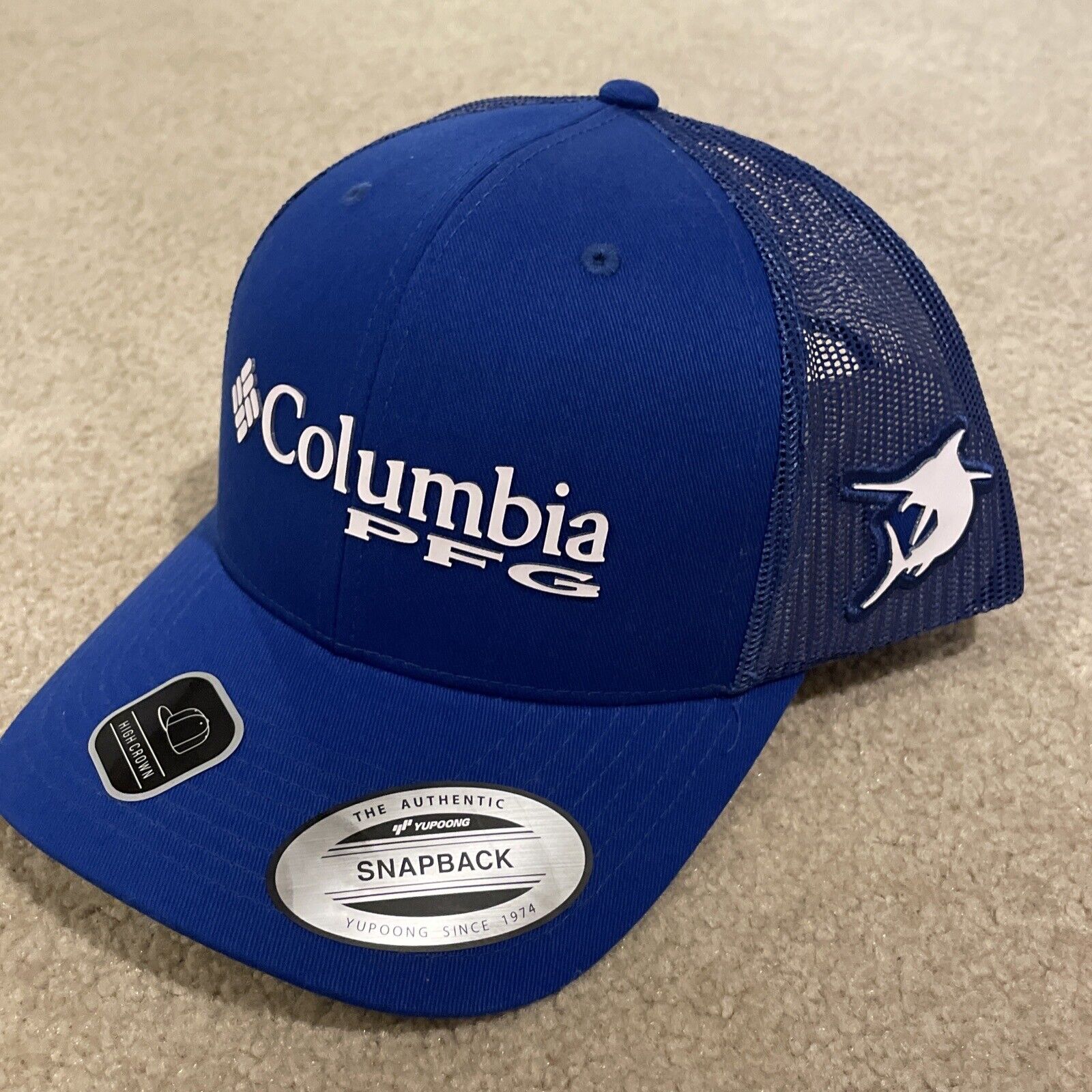 Columbia PFG Mesh Pique Ball Cap Adjustable Blue Fishing Hat - Klinmart