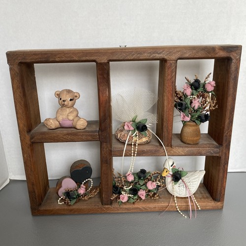 Vintage Wood Shadow Box Glued In Figure Nursery Decor Wall Art Ready Made