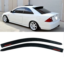 For 01-05 Honda Civic EM2 2DR Coupe Window Visor Rain Guard Shade w/ Red Mugen