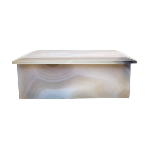 French Art Deco grey blue agate table cigarette holder / card box / vide poche - Picture 9 of 17
