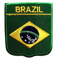 AufnäHer / BüGelbild - Brasilien Flagge Fahne - GrüN - 6,5 X 7,5 Cm