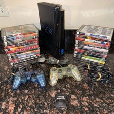 Sony PlayStation 2 Black Fat Console SCPH-39001 23 Games 2 Controllers Tested