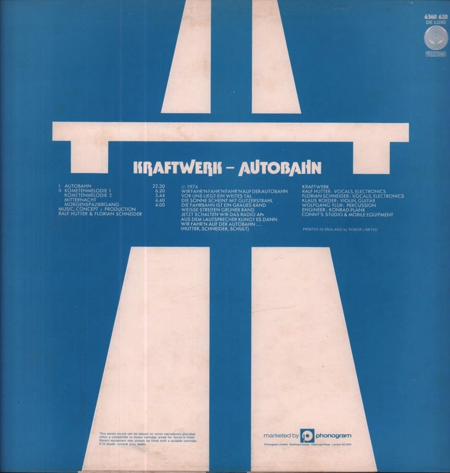 Kraftwerk Autobahn LP vinyl UK Vertigo 1974 embossed sleeve spaceship label - Image 2 of 4