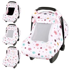 Car Seat Cover Baby, Infant Car Seat Canopy Covers with 2 Layers Windows of B...