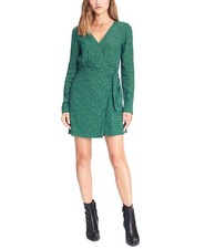 Sanctuary Womens Animal Print Mini Wrap Dress Green 6