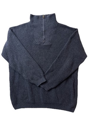 VTG 90s Eddie Bauer Dark Blue Heavyweight Sweater USA Made XXL 1/4 zip