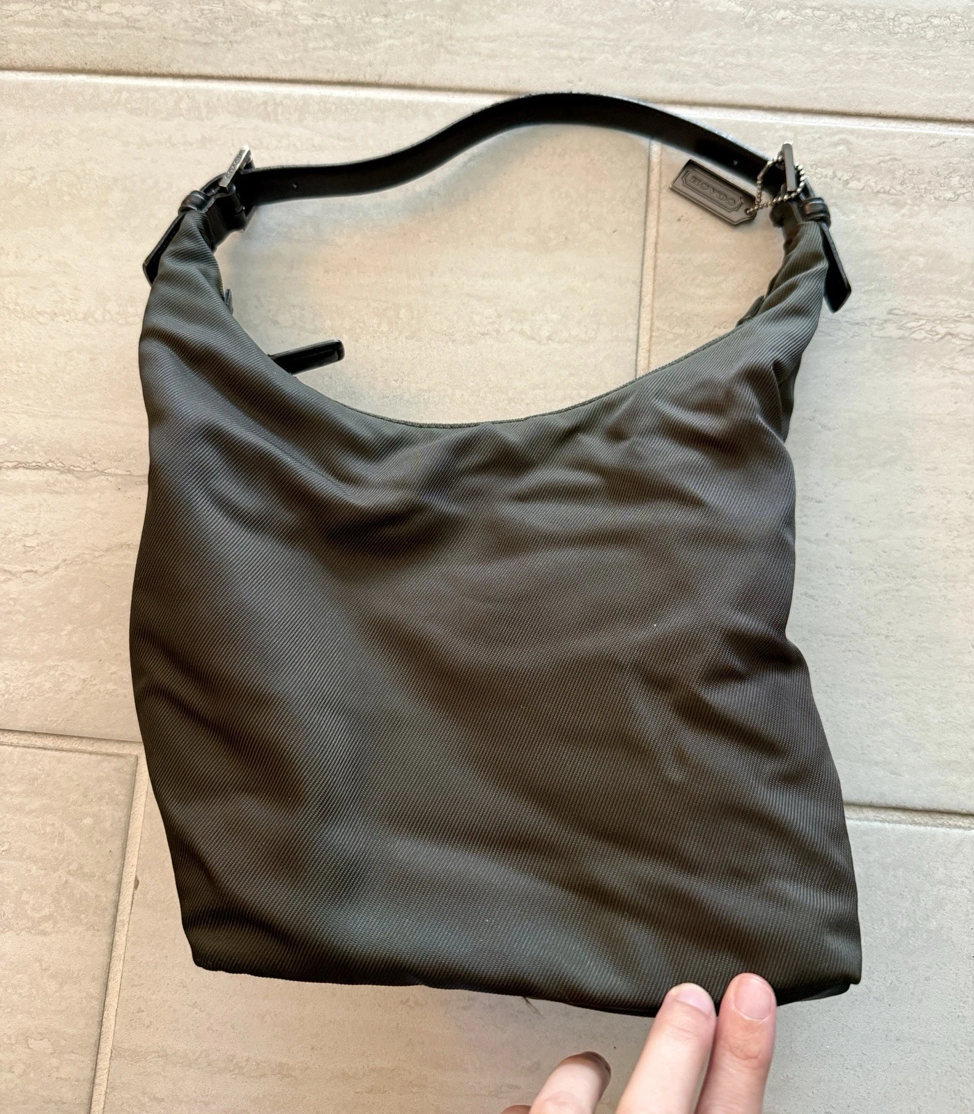 👜 COACH Mercer Nylon & Leather Hobo Purse Black Designer Utility Quiet Luxury