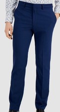 Kenneth Cole Reaction Men's Blue Basketweave Slim-Fit Suit Pants Size 32W 32L