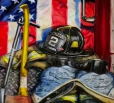 DIY Patriotic First Responders Fire Fighters Diamond Painting Kit 30x30 cm 