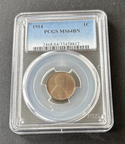 1914 WHEAT CENT PCGS MS-64 BN - UNCIRCULATED - WHEAT PENNY - 1C