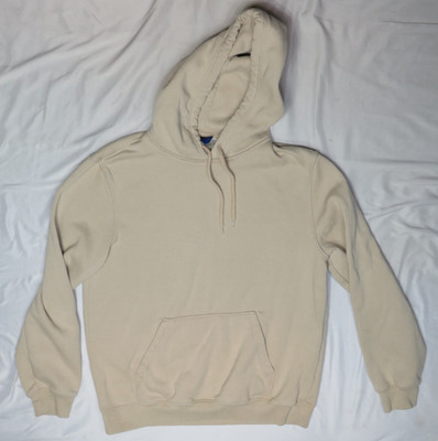 H&M DIVIDED MENS M KHAKI BEIGE HOODIE FLEECE HOODED SWEATSHIRT PULLOVER