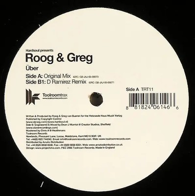 Hardsoul Presents DJ Roog & Greg Über Vinyl Single 12inch Toolroom Trax