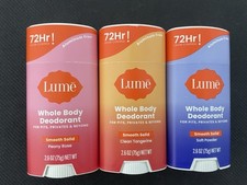 3x Lume Smooth Solid Whole Body Deodorant ASSORTED SCENT Lot 2.6 oz - NEW