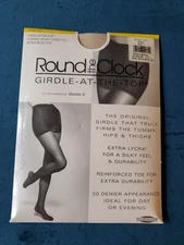 Round The Clock Girdle At The Top Pantyhose Bone C Reinforced Toe